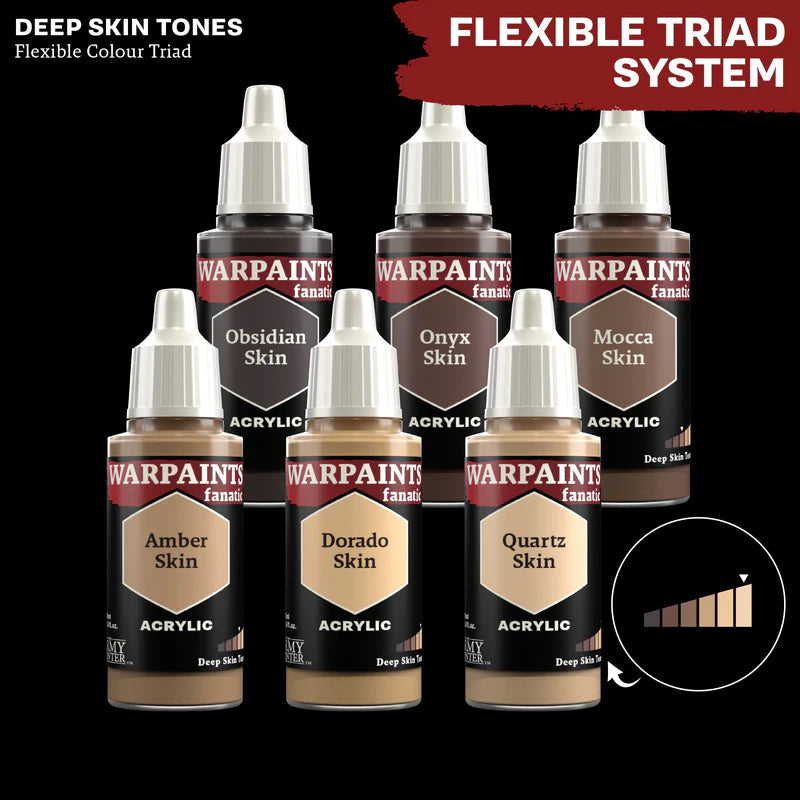 Deep Skin Tones - triada kolorów Warpaints Fanatic: Obsidian Skin, Onyx Skin, Mocca Skin, Amber Skin, Dorado Skin, Quartz Skin
