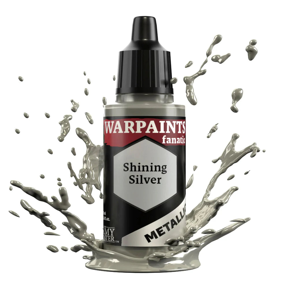 Shining Silver 18ml z rozbryzgiem farby - farba metaliczna do malowania figurek i miniaturek - The Army Painter

