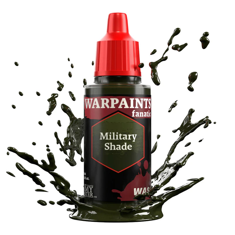 Military Shade 18ml z rozbryzgiem washu - oliwkowy wash do cieniowania mundurów i figurek militarnych - The Army Painter
