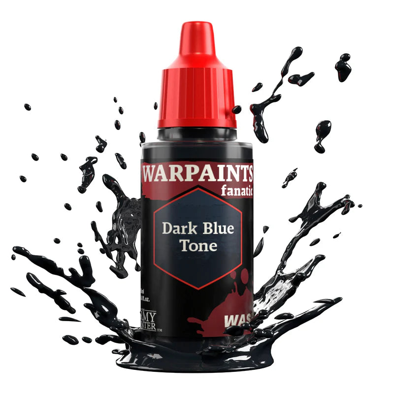 Dark Blue Tone 18ml z rozbryzgiem washu - granatowy wash do cieniowania niebieskich zbroi i figurek - The Army Painter
