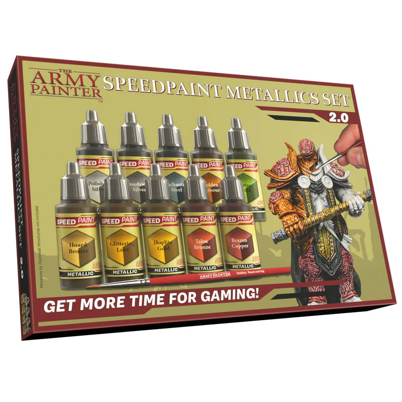 Speedpaint Metallics Set 2.0 WP8062P - zestaw 10 farb metalicznych The Army Painter, widok pudełka z przodu

