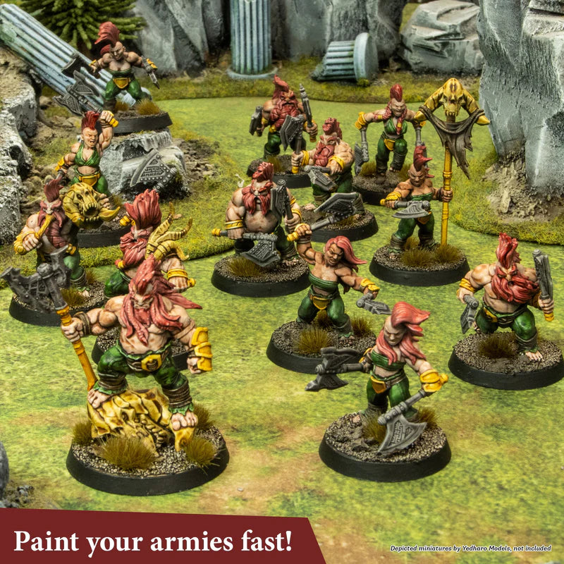 The Army Painter Speedpaint Metallics Set 2.0 WP8062P – kilka pomalowanych figurek tabletop na stole do gry, efekt metalicznych farb Speedpaint 2.0