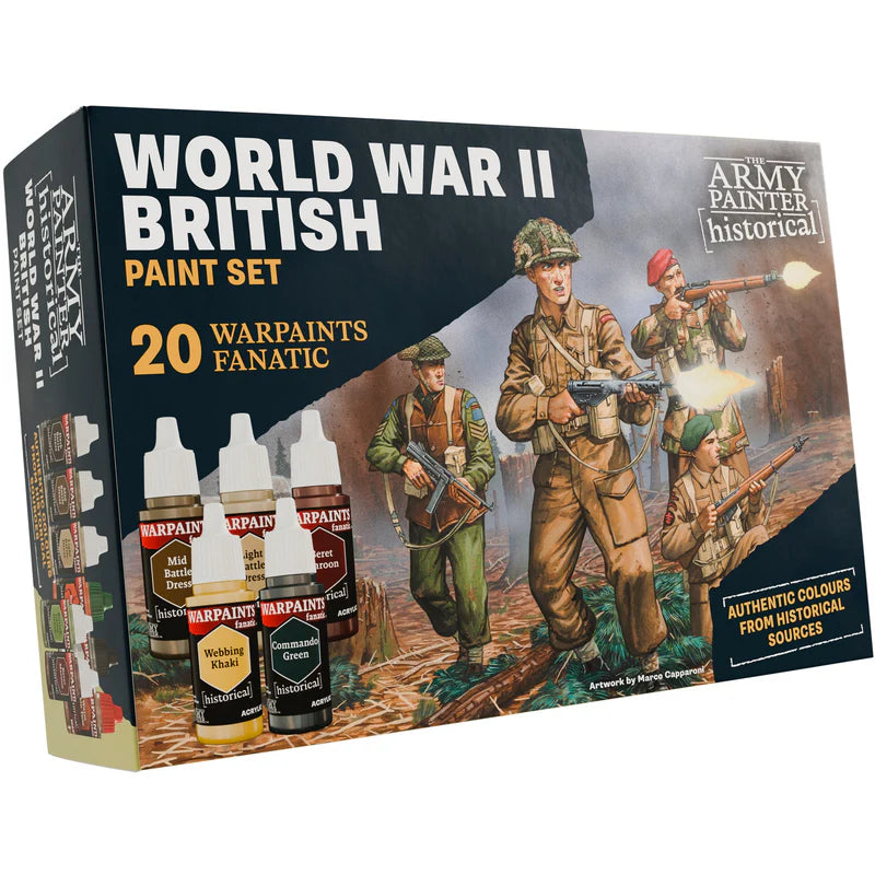 The Army Painter WWII British Paint Set WP8084P pudełko przód - 20 farb Warpaints Fanatic Historical do malowania brytyjskich żołnierzy II Wojny Światowej - The Army Painter
