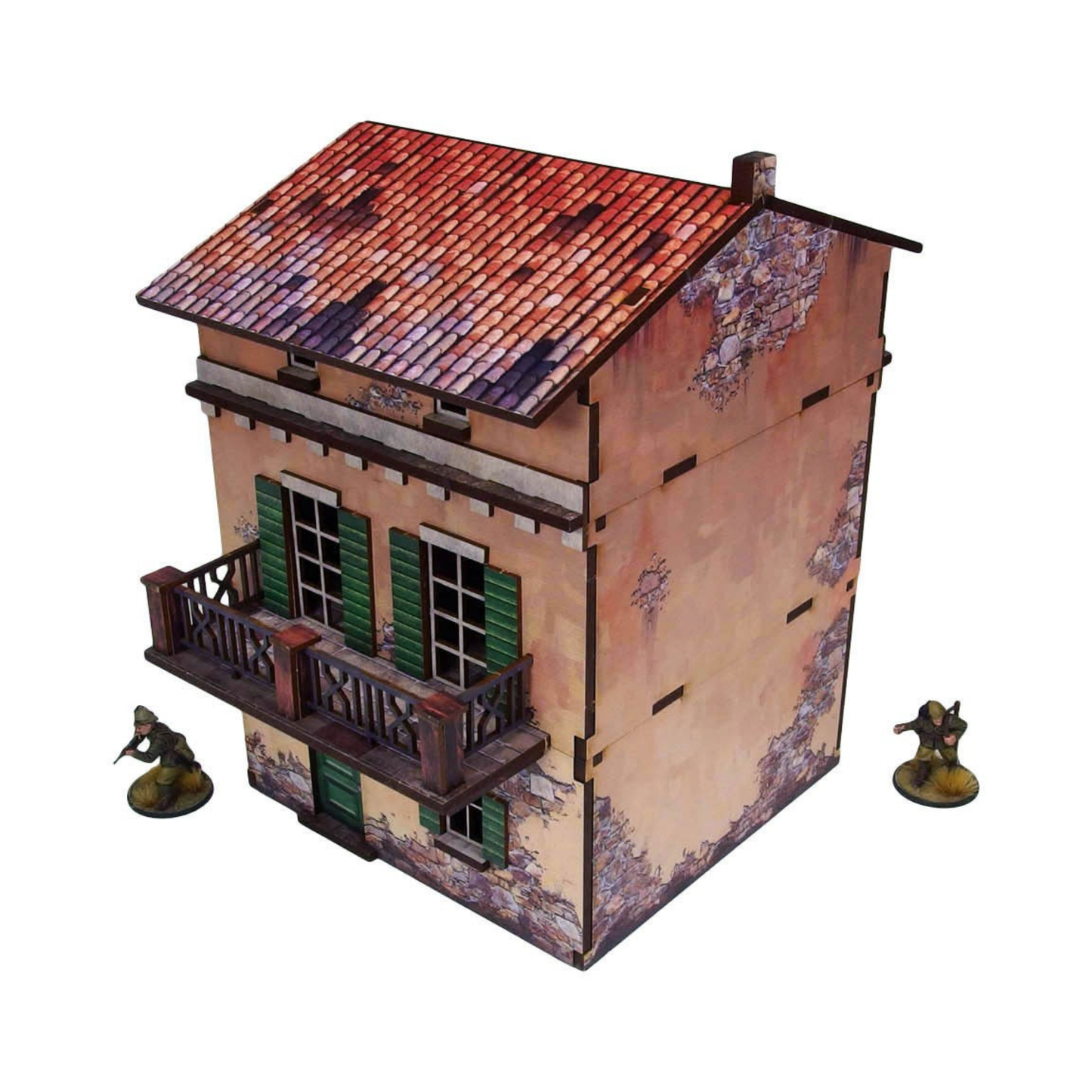 WW2 Italy Balcony House (1) PREPAINTED – panele HDF z wyciętymi elementami domu z balkonem przed montażem, UV-druk multicolor
