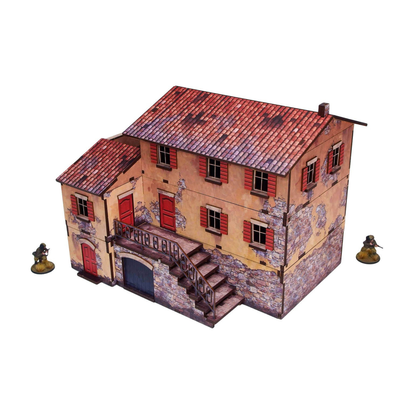 WW2 Italy Large House (1) PREPAINTED – panele HDF z wyciętymi elementami dużego włoskiego domu przed montażem, UV-druk multicolor
