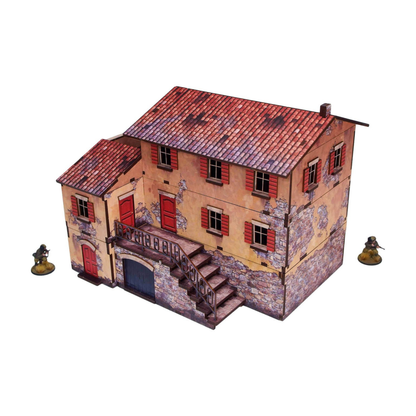 WW2 Italy Large House (1) PREPAINTED – panele HDF z wyciętymi elementami dużego włoskiego domu przed montażem, UV-druk multicolor
