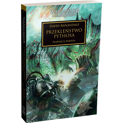 Warhammer The Horus Heresy Przekleństwo Pythosa Tom XXX Świat Śmierci – miękka oprawa powieści: okładka z Kosmicznym Marine w zielonej zbroi Salamandrów z miotaczem ognia walczącym z gigantycznym potworem w dżungli na tle zielonych oparów i ruin, napis Przekleństwo Pythosa Świat Śmierci, autor David Annandale, logo Warhammer The Horus Heresy, wydawnictwo Copernicus Corporation
