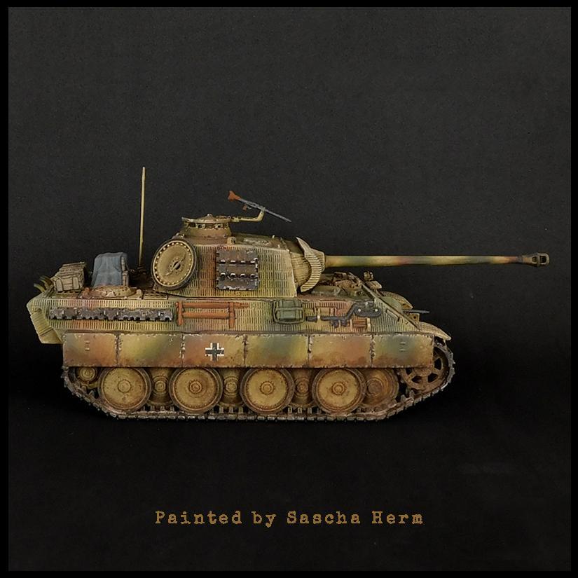 Panther Ausf A - Bolt Action 1/56 28mm - czołg średni w dunkelgelb z długą armatą 75mm KwK 42 L70 i karabinem maszynowym - widok z boku - Warlord Games