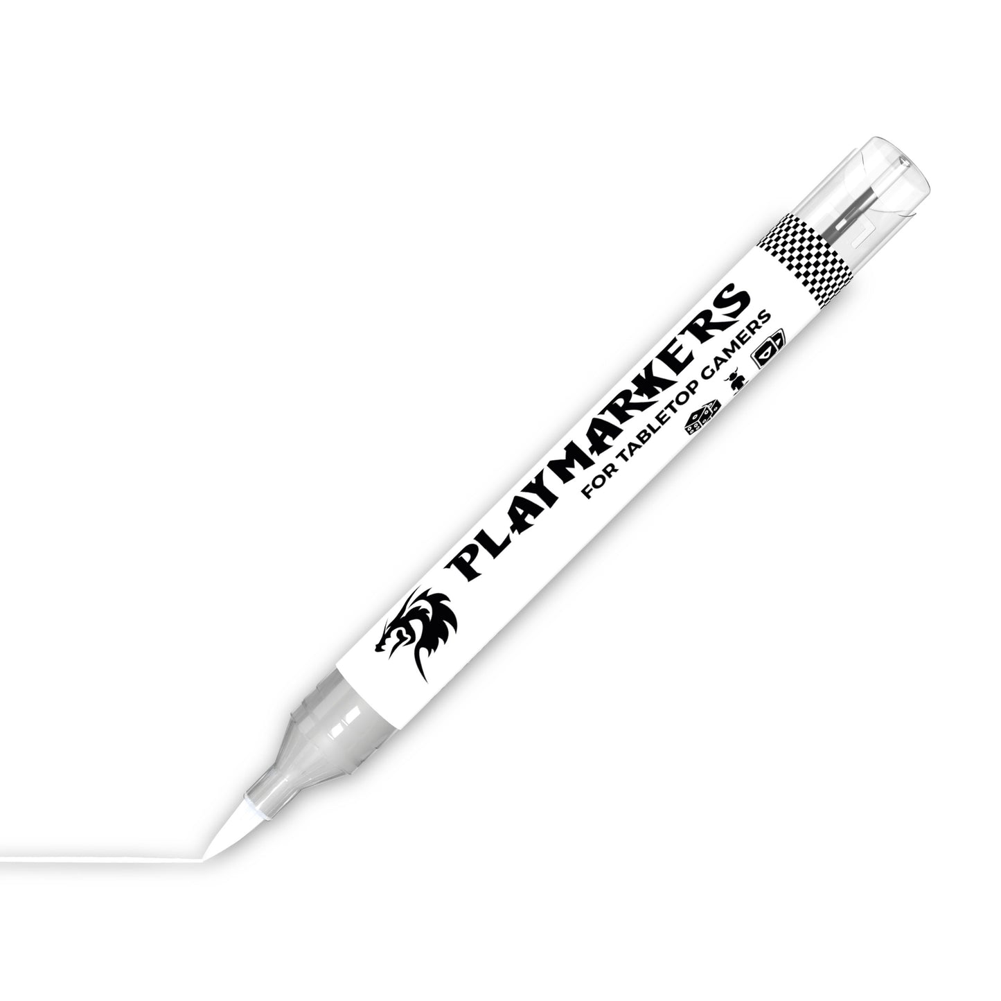 White AKM003 AK Interactive Playmarker marker ukośnie z końcówką pędzelkową - biały marker akrylowy do figurek Warhammer i gier tabletop - AK Interactive
