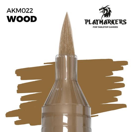 Wood AKM022 AK Interactive Playmarker końcówka pędzelkowa z próbką koloru - ciepły brąz drewna marker akrylowy do malowania kolb i drewnianych detali figurek tabletop - AK Interactive
