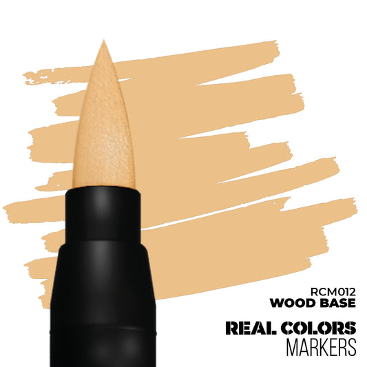 Wood Base RCM012 AK Interactive Real Colors Marker końcówka i próbka koloru - ciepły beżowo-żółty odcień drewna marker akrylowy - AK Interactive
