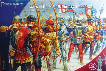 Wars of the Roses Infantry Perry Miniatures – pudełko zestawu 40 plastikowych figurek angielskiej piechoty XV wieku, 28mm
