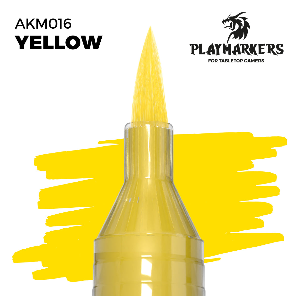 Yellow AKM016 AK Interactive Playmarker końcówka pędzelkowa z próbką koloru - żywa żółć marker akrylowy do malowania figurek tabletop - AK Interactive
