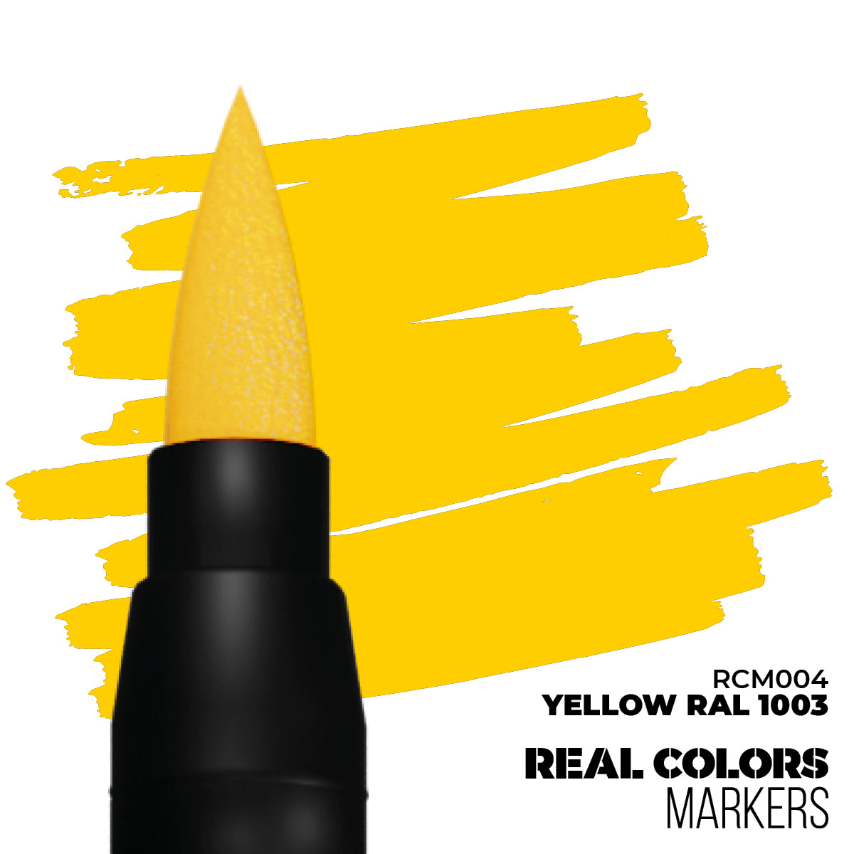 Yellow RAL 1003 RCM004 AK Interactive Real Colors Marker końcówka i próbka koloru - intensywna żółć sygnałowa marker akrylowy - AK Interactive

