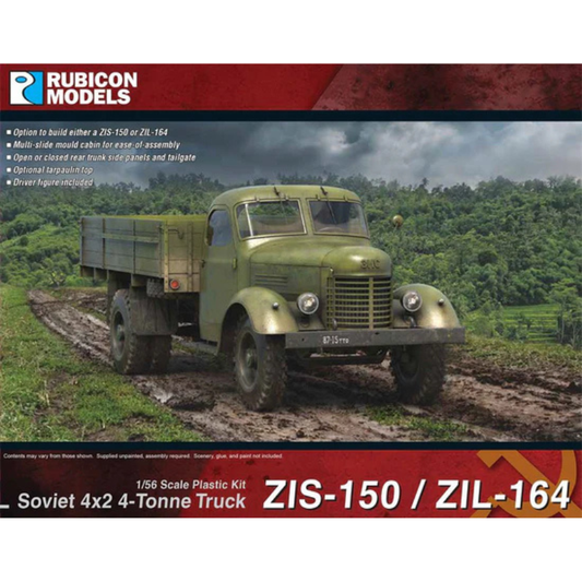 ZIS-150 ZIL-164 – okładka pudełka Rubicon Models 1:56, model oliwkowy 87-15-178 na błotnistej drodze, 280132