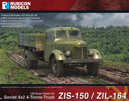 ZIS-150 ZIL-164 – okładka pudełka Rubicon Models 1:56, model oliwkowy 87-15-178 na błotnistej drodze, 280132