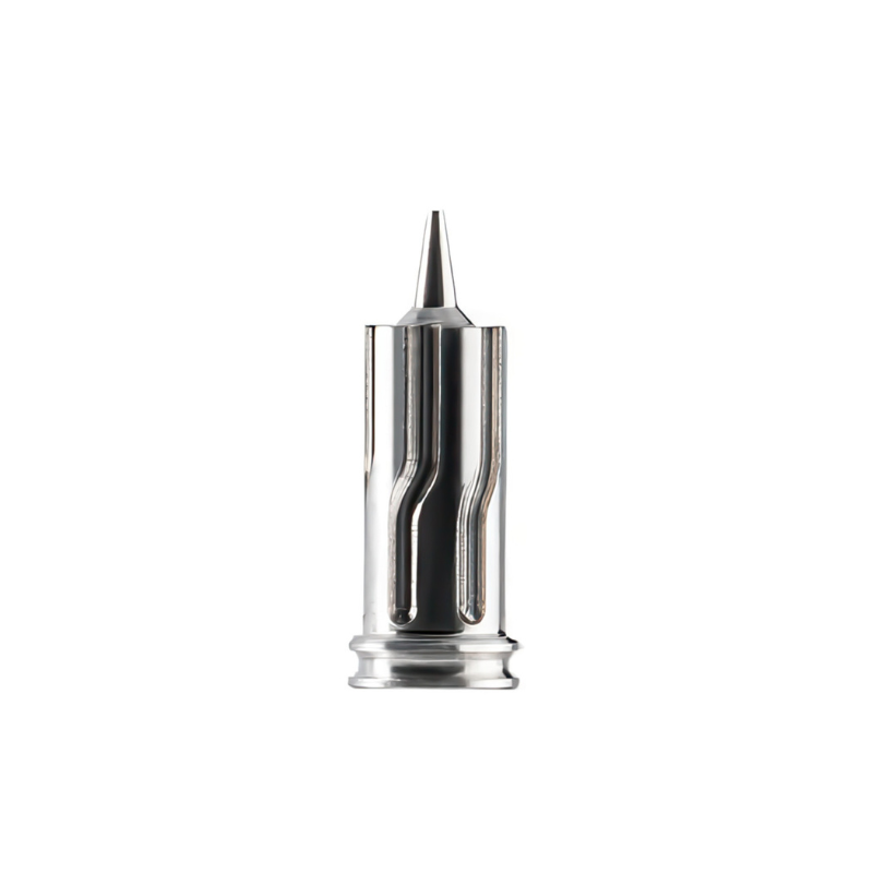Green Stuff World 0.3mm Nozzle Cap Mobius – zbliżenie na chromowaną spiralną dyszę MAC 0.3mm do aerografu Mobius
