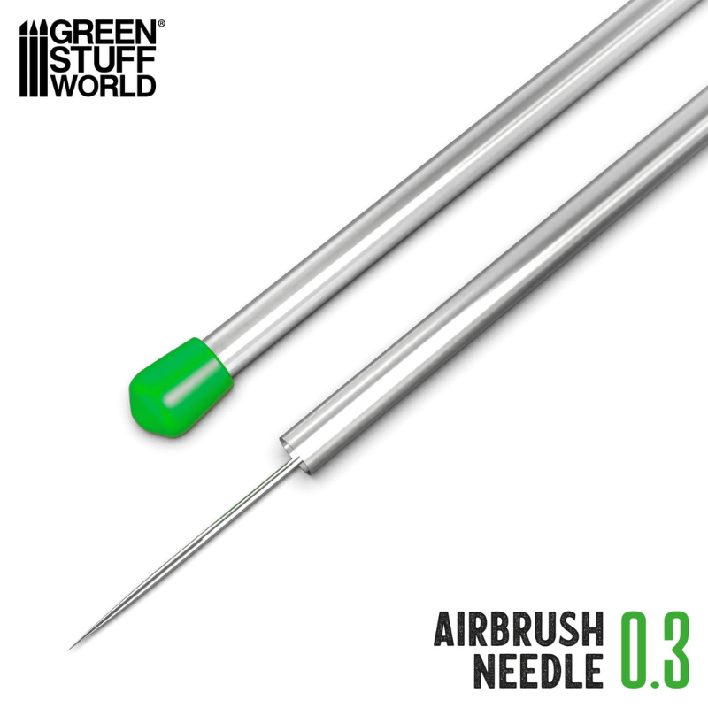 Green Stuff World Airbrush Needle 0.3mm – igła zamienna do aerografu ze stali nierdzewnej z zieloną nasadką
