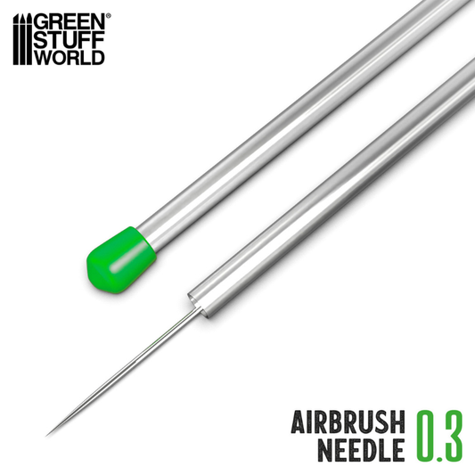 Green Stuff World Airbrush Needle 0.3mm – igła zamienna do aerografu ze stali nierdzewnej z zieloną nasadką
