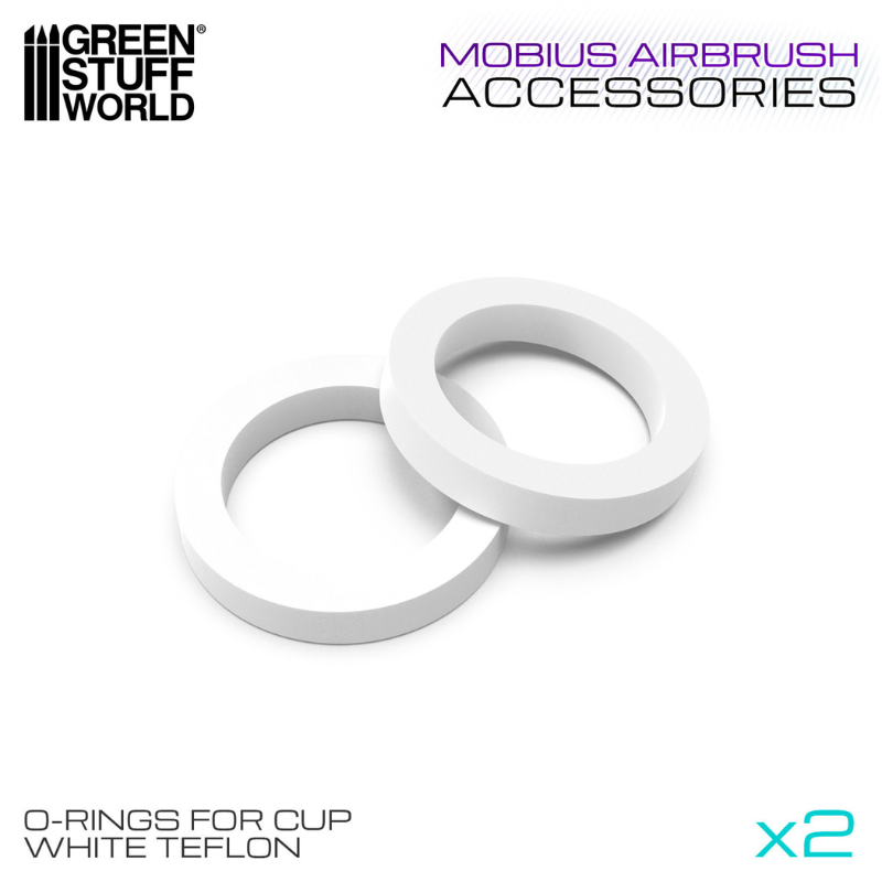 Green Stuff World O-Rings for Cup White Teflon – dwie białe uszczelki PTFE do aerografu Mobius
