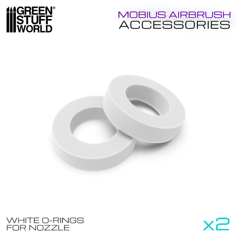 Green Stuff World O-Rings for Nozzle White Teflon – dwie białe uszczelki PTFE do dyszy aerografu Mobius
