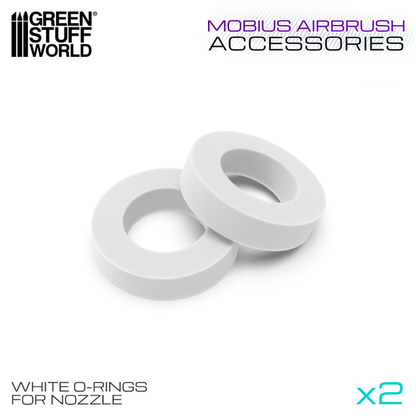 Green Stuff World O-Rings for Nozzle White Teflon – dwie białe uszczelki PTFE do dyszy aerografu Mobius
