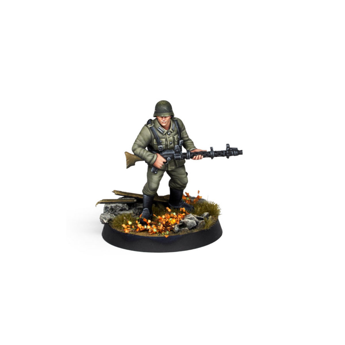 Panzergrenadier Division Europe AK11781 pomalowana figurka żołnierza Panzergrenadier z MG34 - efekt malowania farbami 3G Fortunate Sons - AK Interactive

