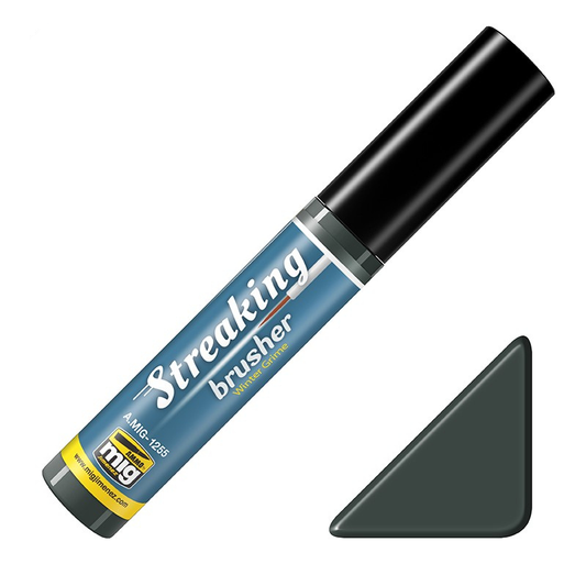 AMMO by MIG Jimenez Winter Grime Streakingbrusher A.MIG-1255 – marker weatheringowy z pędzelkiem, farba olejna 10ml do efektów zimowego brudu na modelach militarnych
