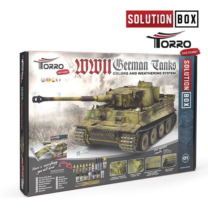 AMMO by MIG Jimenez Solution Box WWII German Tanks AMM-2414300000 – kompletny zestaw farb i weatheringu do czołgów niemieckich WWII, współpraca TORRO x AMMO
