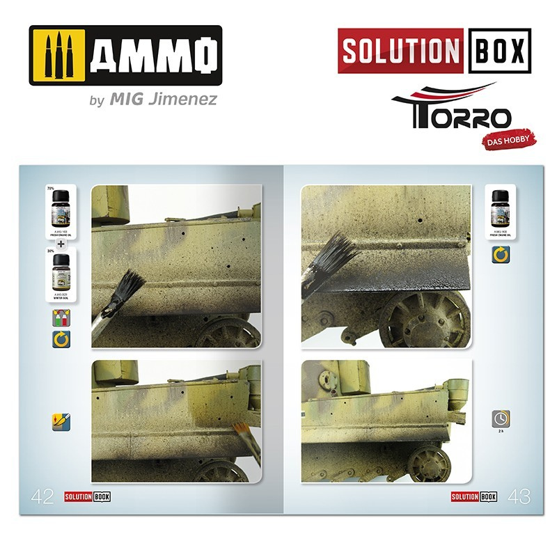 Solution Box WWII German Tanks – Solution Book, efekty olejowe i plamy na podwoziu

