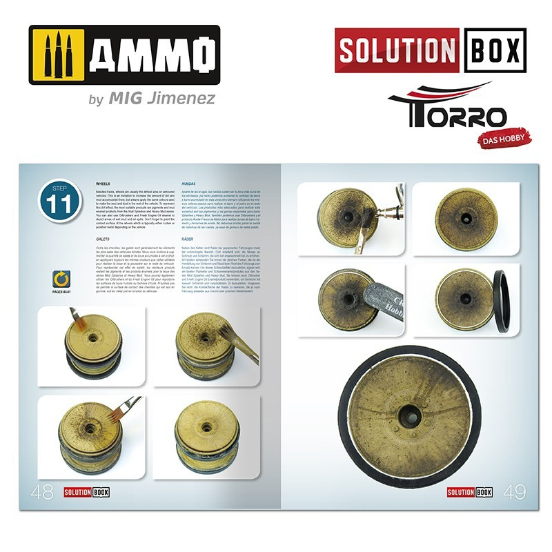 Solution Box WWII German Tanks – Solution Book krok 11, malowanie kół jezdnych czołgu
