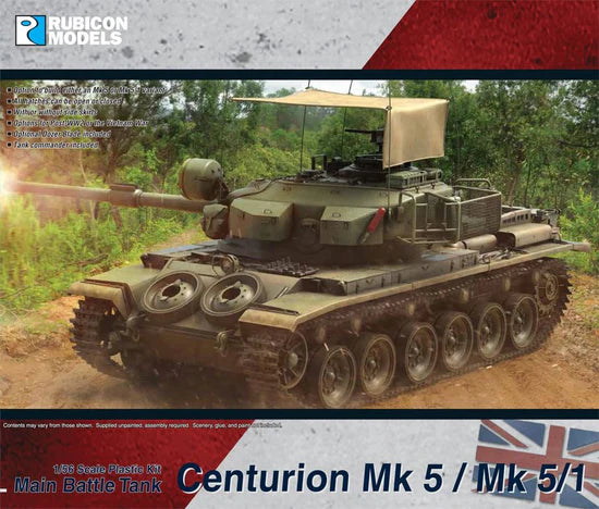 Centurion MBT Mk 5 Mk 5/1 – okładka pudełka Rubicon Models 1:56 Post-WW2, czołg w dżungli, Product Code 280105