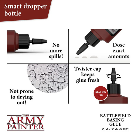 The Army Painter Battlefield Basing Glue GL2013P – smart dropper bottle: precyzyjna dysza, brak rozlewania, kapturek twister, nie wysycha
