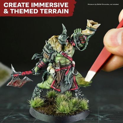 Battlefields Basing Set The Army Painter – gotowa podstawka figurki Warhammer z trawiastymi tuftami i materiałami scenicznymi z zestawu
