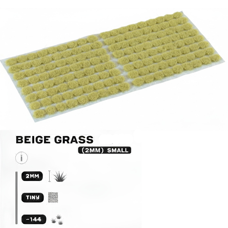 Beige Grass Tufts Small Gamers Grass - tufty 2mm arkusz Tiny 144 sztuki - Gamers Grass