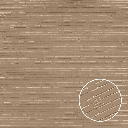 Zbliżenie na teksturę ceglanego muru Plasticard Brick Walls 3mm – realistyczny wzór cegieł w kolorze brązowym | Green Stuff World
