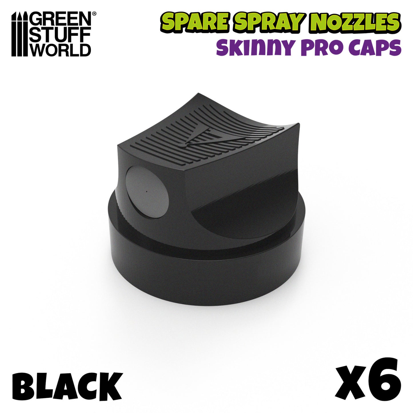 Green Stuff World Spare Spray Nozzles Skinny Pro Cap – czarna końcówka spray, zestaw 6 sztuk, kolor czarny

