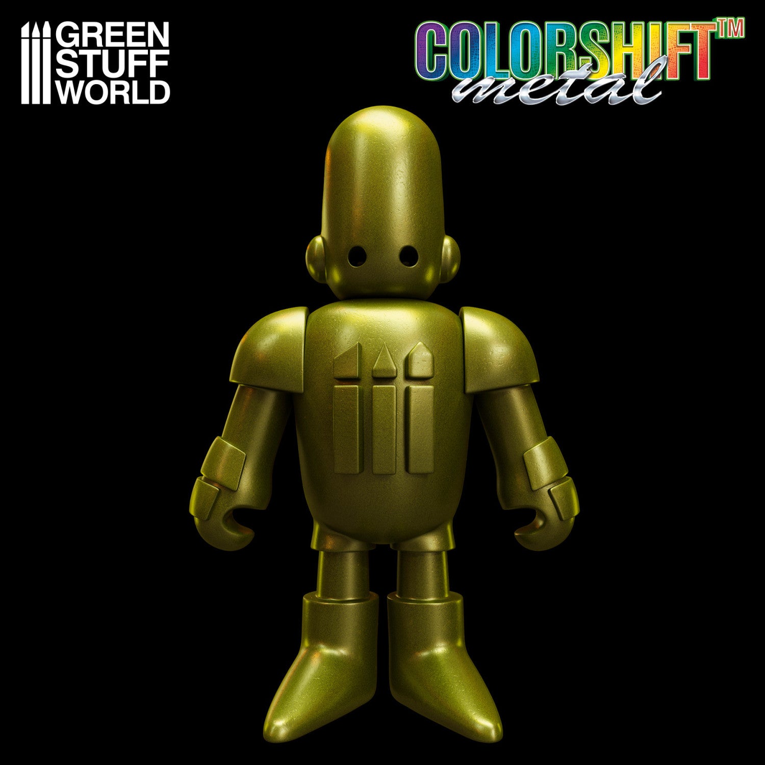 Figurka pomalowana farbą Mystic Gold GSW – spektakularny efekt metaliczny chameleon złoto-zielony na modelu 3D