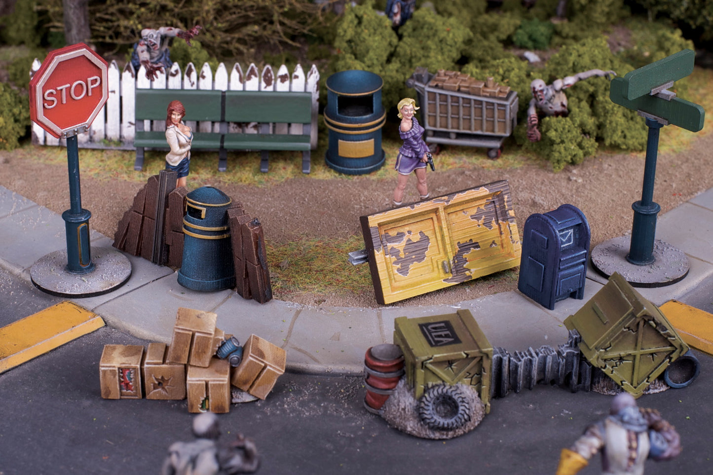 Terrain Crate City Accessories Mantic Games – scena miejska z figurkami, 48 elementów plastik 28mm

