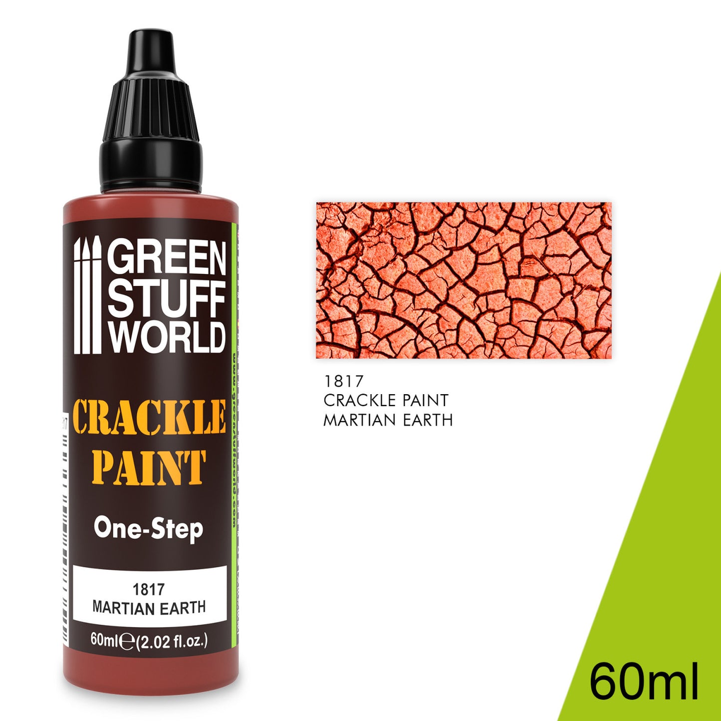 Crackle Paint Martian Earth 1817 60ml Green Stuff World - butelka 60ml z efektem spękanej ziemi, widok z boku
