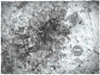Mountains – Mata do gry Mousepad Deep-Cut Studio – zbliżenie śnieżnych skał i lodu ze skalą 25mm
