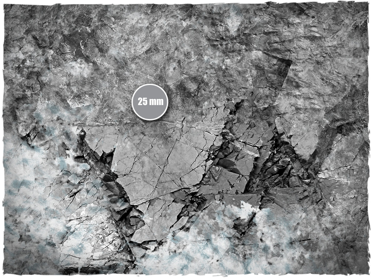 Mountains – Mata do gry Mousepad Deep-Cut Studio – zbliżenie lodowatych pęknięć i skał ze skalą 25mm
