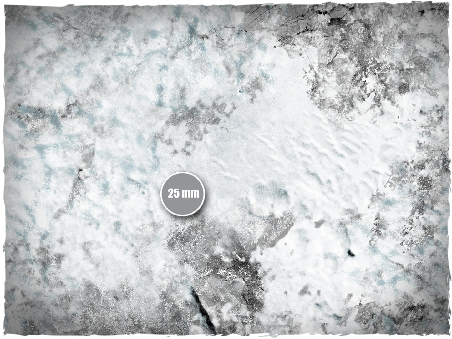 Mountains – Mata do gry Mousepad Deep-Cut Studio – zbliżenie śnieżnego terenu górskiego ze skalą 25mm
