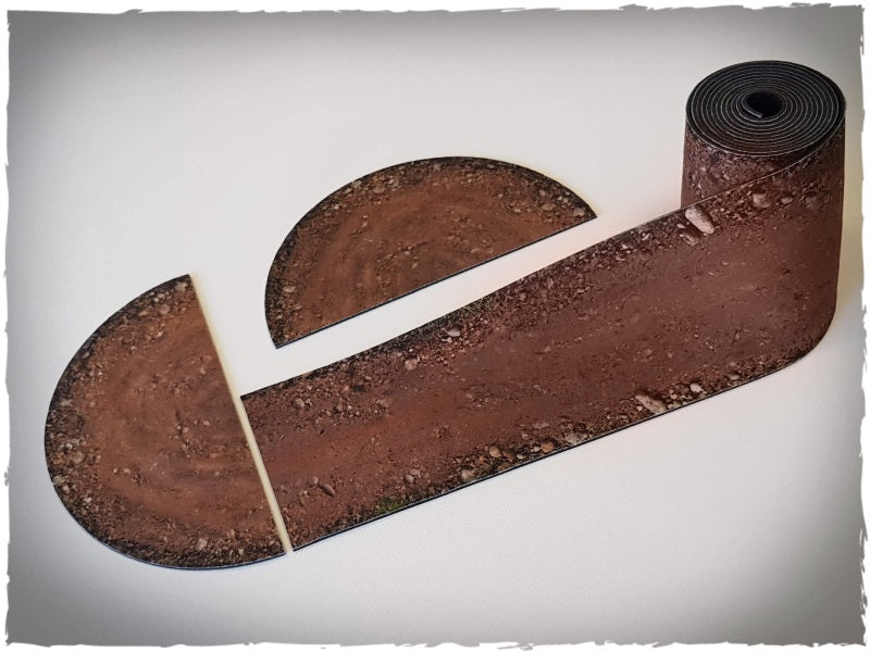 Dirt Road Stripe Deep-Cut Studio – pas drogi gruntowej z neoprenu do gier figurkowych Bolt Action Warhammer Flames of War
