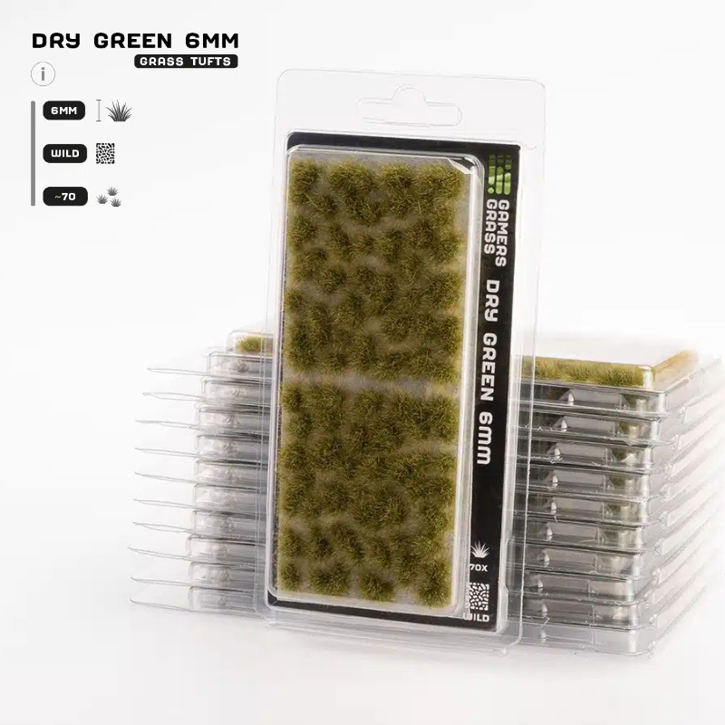 Dry Green Grass Tufts Gamers Grass - tufty 6mm opakowanie blister Wild 70 sztuk - Gamers Grass