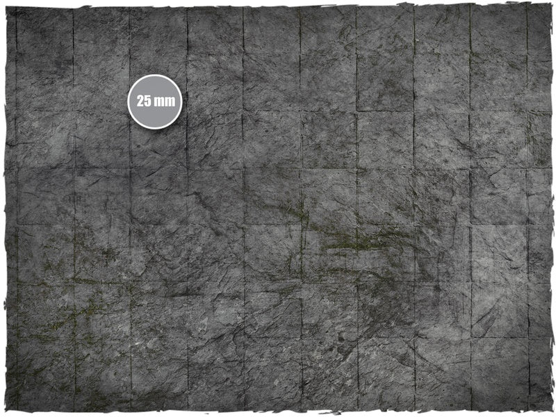 Dungeon – Mata do gry Mousepad Deep-Cut Studio – zbliżenie spękanej kamiennej posadzki ze skalą 25mm
