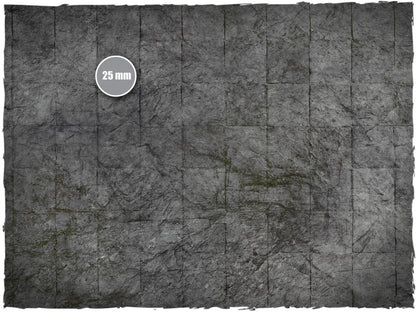 Dungeon – Mata do gry Mousepad Deep-Cut Studio – zbliżenie spękanej kamiennej posadzki ze skalą 25mm
