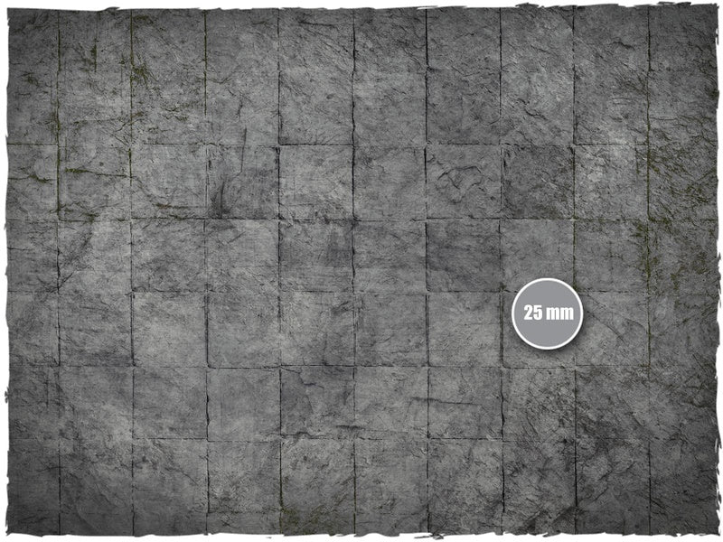 Dungeon – Mata do gry Mousepad Deep-Cut Studio – zbliżenie wilgotnych kamiennych płyt lochu ze skalą 25mm

