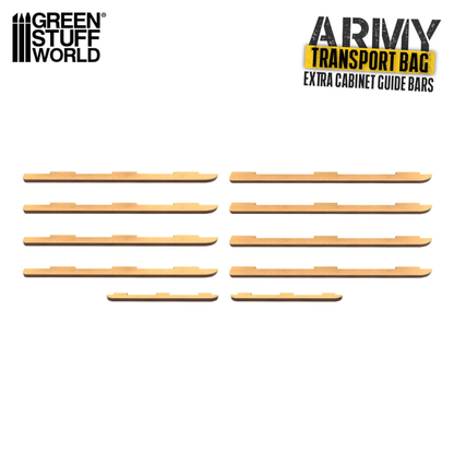 Extra Cabinet Guide Bars 12764 – zawartość zestawu: 10 elementów MDF na 2 dodatkowe poziomy (4A + 4B + 2 łączniki)
