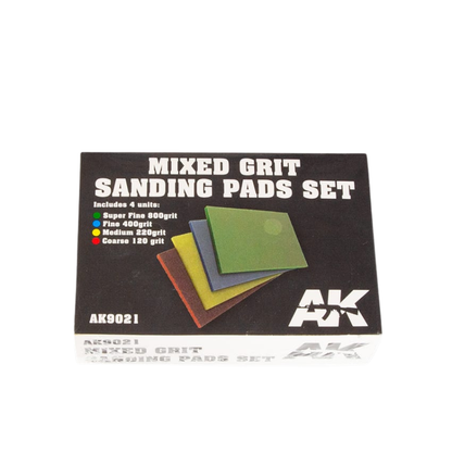 Mixed Grit Sanding Pads Set x4 - opakowanie AK9021 z opisem ziarnistości | AK Interactive
